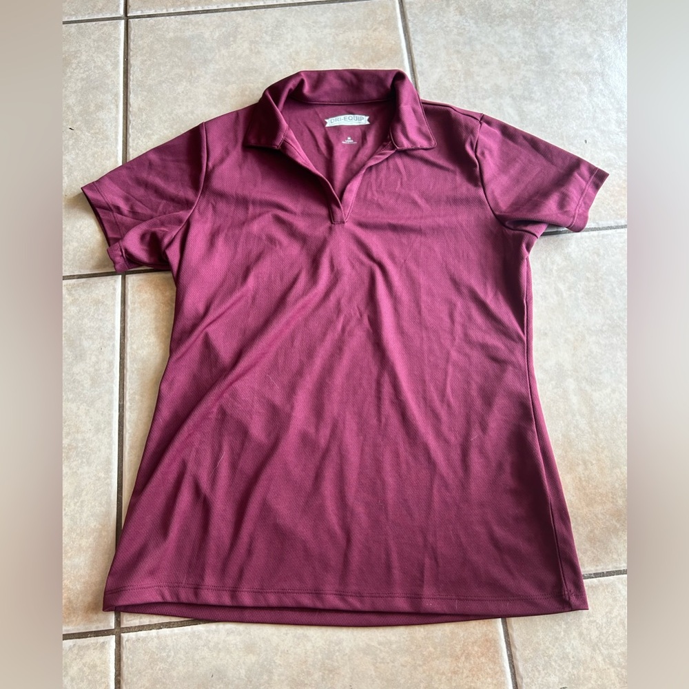 Maroon dry fit collared shirt, size M